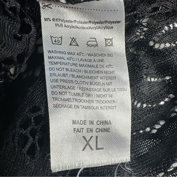 Lace Long Sleeve Top High Neck Stretch Women's size XL black READ DESCRIPTION - Picture 8 of 9